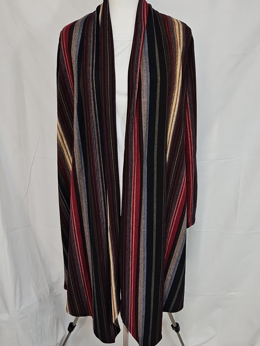 Tacera Multi Colored Open Front Asymmetrical Cardigan